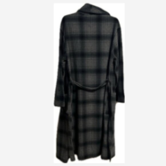 Goodfellow & Co Robe Men's Size S/M Gray Plaid Micro-Fleece 2 Pockets & Belt - Picture 3 of 5